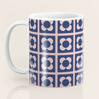 Scandi Flower Minimalist Mid Century Floral Pattern in Pink, White, and Navy Blue Coffee Mug Gallery Image 3