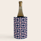 Scandi Flower Minimalist Mid Century Floral Pattern in Pink, White, and Navy Blue Wine Chiller Gallery Image 1