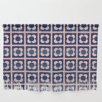 Scandi Flower Minimalist Mid Century Floral Pattern in Pink, White, and Navy Blue Wall Hanging Gallery Image 1