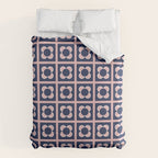 Scandi Flower Minimalist Mid Century Floral Pattern in Pink, White, and Navy Blue Duvet Cover Gallery Image 6