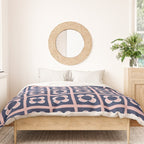 Scandi Flower Minimalist Mid Century Floral Pattern in Pink, White, and Navy Blue Duvet Cover Gallery Image 3
