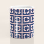 Scandi Flower Minimalist Mid Century Floral Pattern in Pink, White, and Navy Blue Coffee Mug Gallery Image 4
