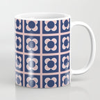Scandi Flower Minimalist Mid Century Floral Pattern in Pink, White, and Navy Blue Coffee Mug Gallery Image 1