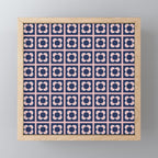 Scandi Flower Minimalist Mid Century Floral Pattern in Pink, White, and Navy Blue Mini Art Print Gallery Image 1