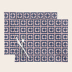 Scandi Flower Minimalist Mid Century Floral Pattern in Pink, White, and Navy Blue Placemat Gallery Image 1