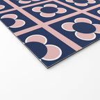 Scandi Flower Minimalist Mid Century Floral Pattern in Pink, White, and Navy Blue Welcome Mat Gallery Image 2