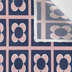 Scandi Flower Minimalist Mid Century Floral Pattern in Pink, White, and Navy Blue Wall Tapestry Gallery Image 3