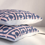 Scandi Flower Minimalist Mid Century Floral Pattern in Pink, White, and Navy Blue Pillow Sham Gallery Image 3