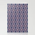Scandi Flower Minimalist Mid Century Floral Pattern in Pink, White, and Navy Blue Stationery Card Gallery Image 2