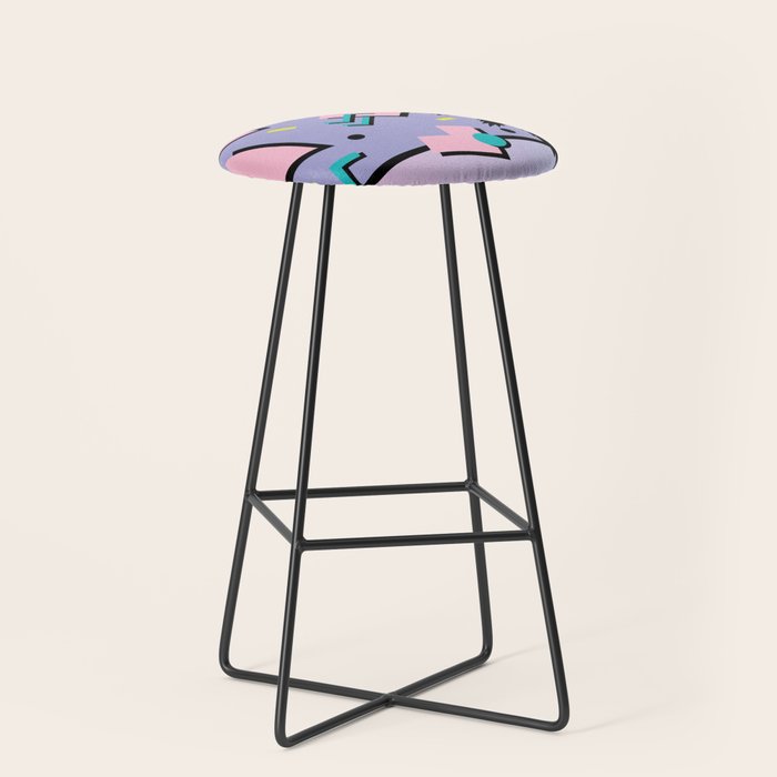 Memphis Pattern 25 - Miami Vice / 80s Retro / Palm Tree Stool Gallery Image 1