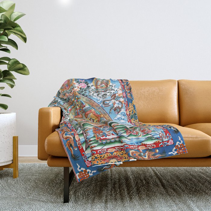 Tibetan Buddhist Vajrayana Teachings Thangka Throw Blanket Gallery Image 1