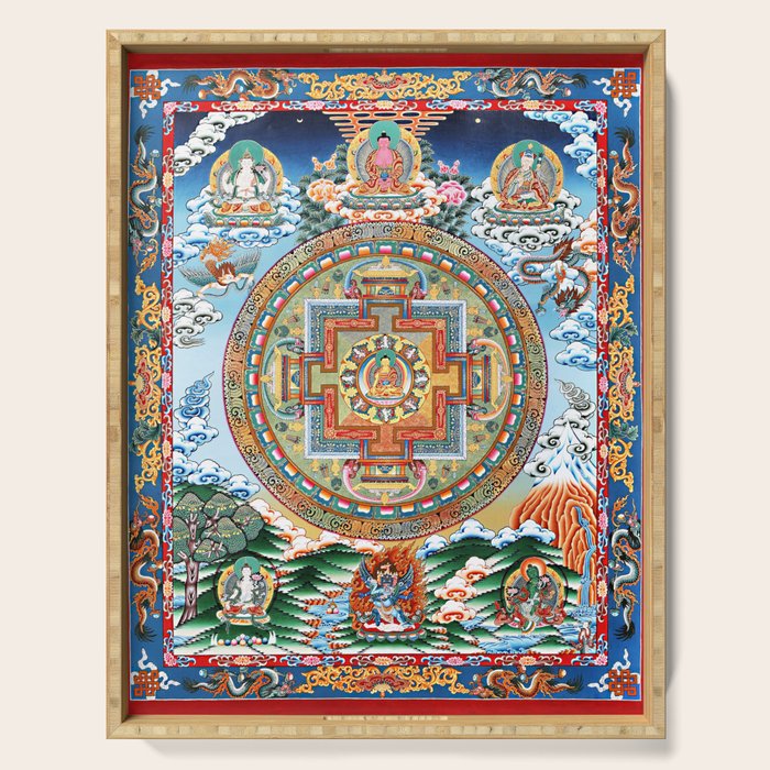 Tibetan Buddhist Vajrayana Teachings Thangka Serving Tray Gallery Image 1