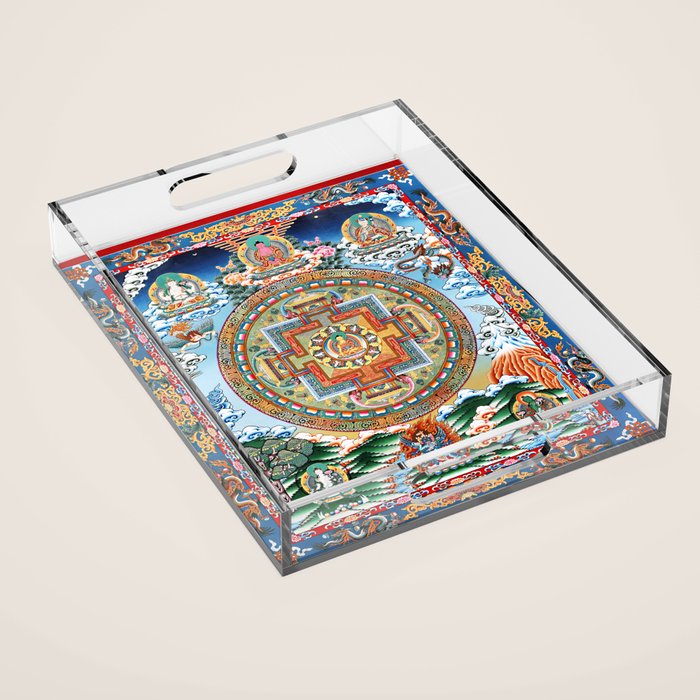 Tibetan Buddhist Vajrayana Teachings Thangka Acrylic Tray Gallery Image 1