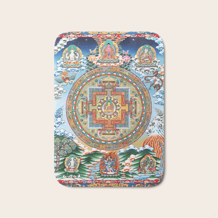Tibetan Buddhist Vajrayana Teachings Thangka Bath Mat Gallery Image 1