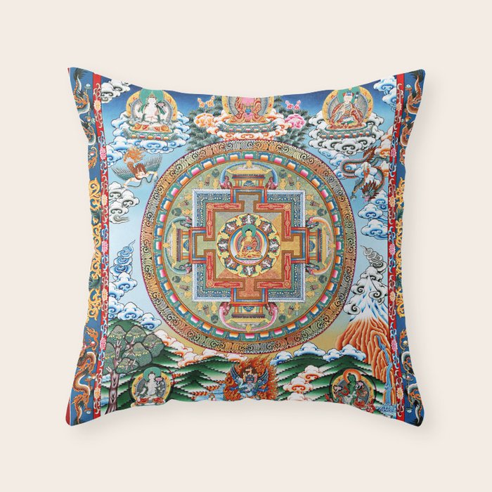 Tibetan Buddhist Vajrayana Teachings Thangka Throw Pillow Gallery Image 6