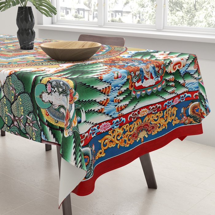 Tibetan Buddhist Vajrayana Teachings Thangka Tablecloth Gallery Image 3