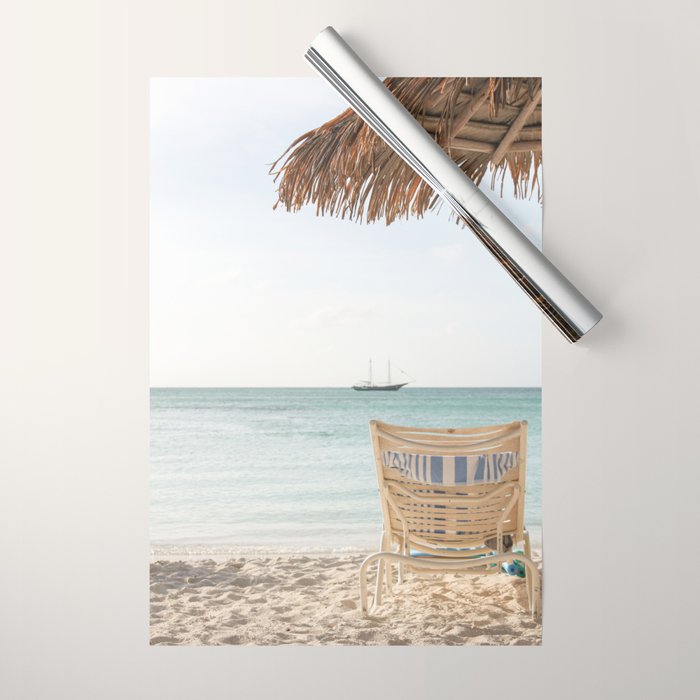 Summer Holiday Beach Photo | Aruba Island Ocean View Art Print | Caribbean Nature Travel Photography Wrapping Paper Gallery Image 1