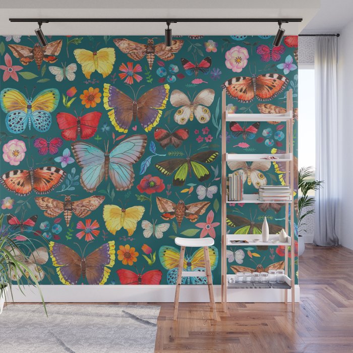 Cutie Butterfly Family - darkbg Wall Mural Gallery Image 1