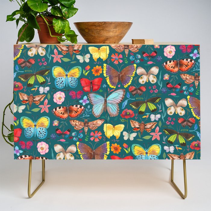 Cutie Butterfly Family - darkbg Credenza Gallery Image 1