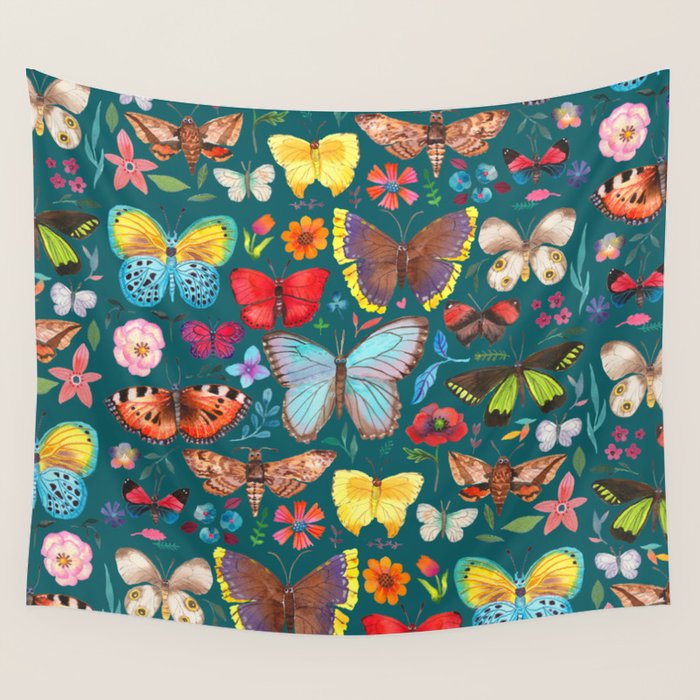 Cutie Butterfly Family - darkbg Wall Tapestry Gallery Image 4
