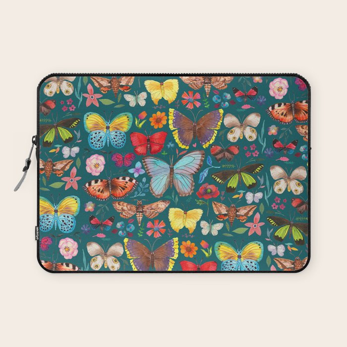 Cutie Butterfly Family - darkbg Laptop Sleeve Gallery Image 1