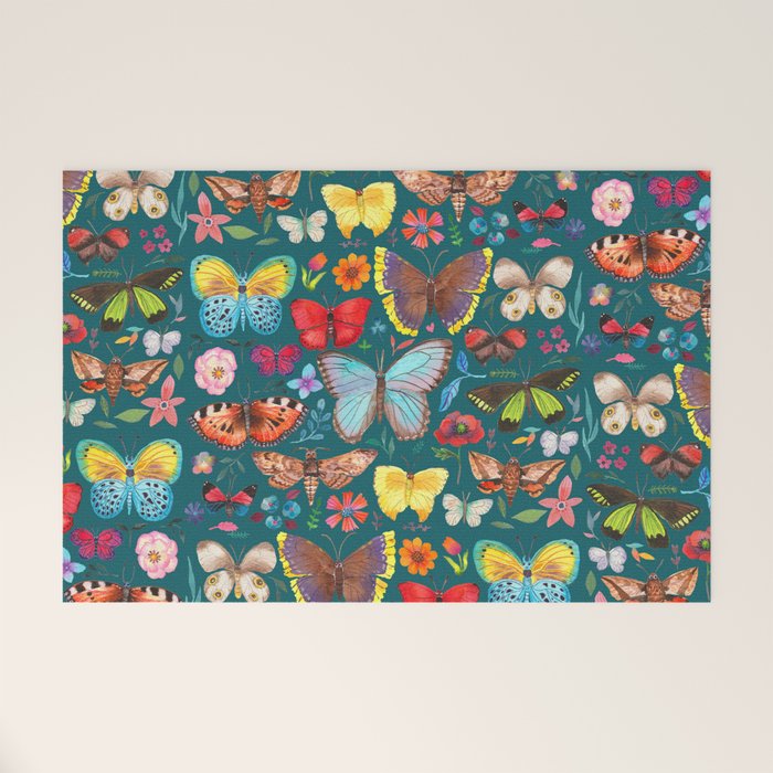 Cutie Butterfly Family - darkbg Welcome Mat Gallery Image 1