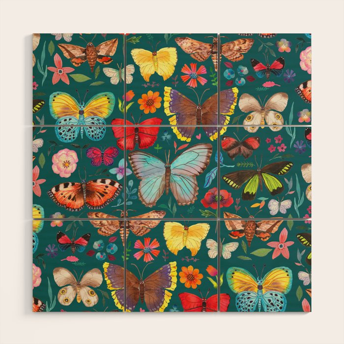 Cutie Butterfly Family - darkbg Wood Wall Art Gallery Image 1