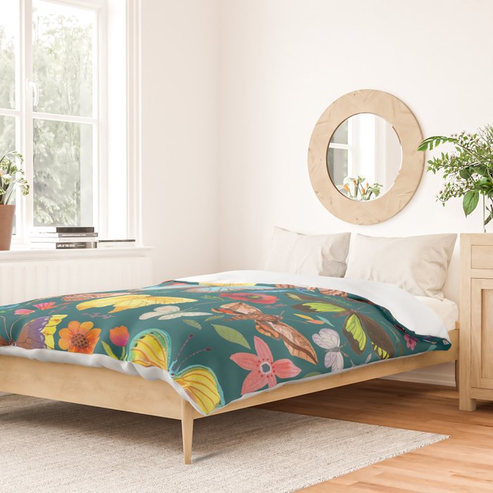 Cutie Butterfly Family - darkbg Duvet Cover Gallery Image 2