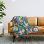Cutie Butterfly Family - darkbg Throw Blanket Gallery Image 1