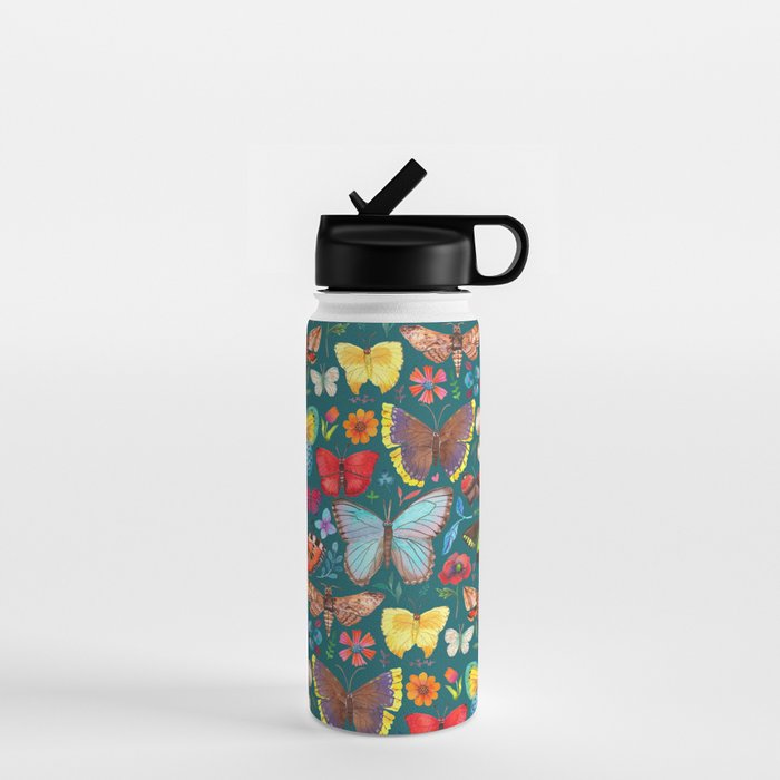 Cutie Butterfly Family - darkbg Water Bottle Gallery Image 1
