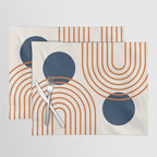 Mid Century Modern Geometric 195 in Navy Blue Orange Placemat Gallery Image 1