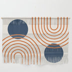 Mid Century Modern Geometric 195 in Navy Blue Orange Wall Hanging Gallery Image 1