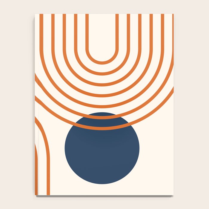 Mid Century Modern Geometric 195 in Navy Blue Orange Notebook Gallery Image 4