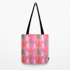 Pink christmas pine tree doodle pattern Tote Bag Gallery Image 2