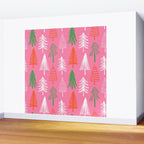 Pink christmas pine tree doodle pattern Wall Mural Gallery Image 2