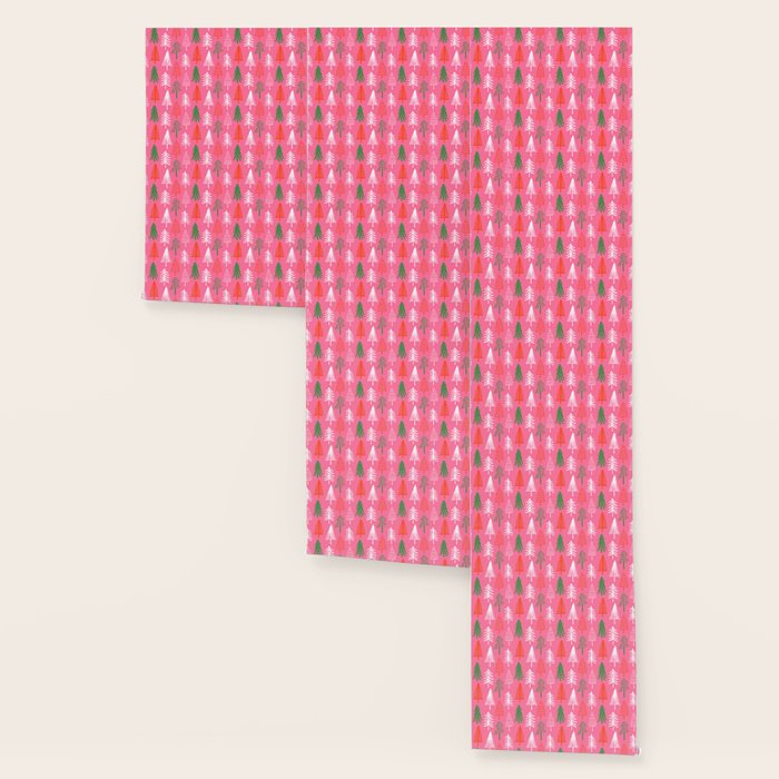 Pink christmas pine tree doodle pattern Wallpaper Gallery Image 3