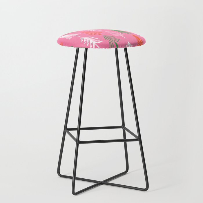 Pink christmas pine tree doodle pattern Stool Gallery Image 1