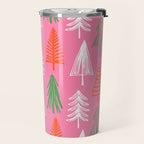 Pink christmas pine tree doodle pattern Travel Mug Gallery Image 2