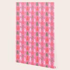 Pink christmas pine tree doodle pattern Wallpaper Gallery Image 2
