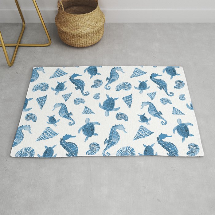 Sea Creatures | Light Blue Ocean Animals Rug Gallery Image 1
