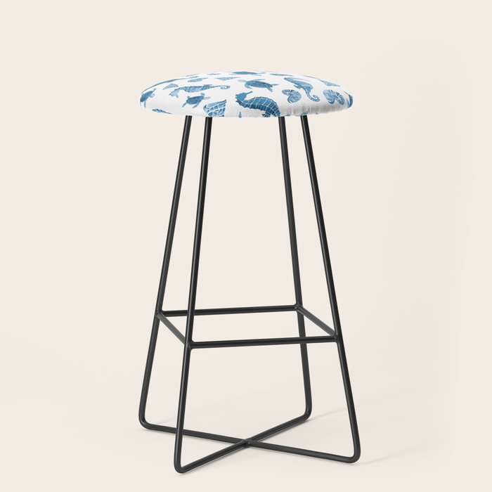 Sea Creatures | Light Blue Ocean Animals Stool Gallery Image 1