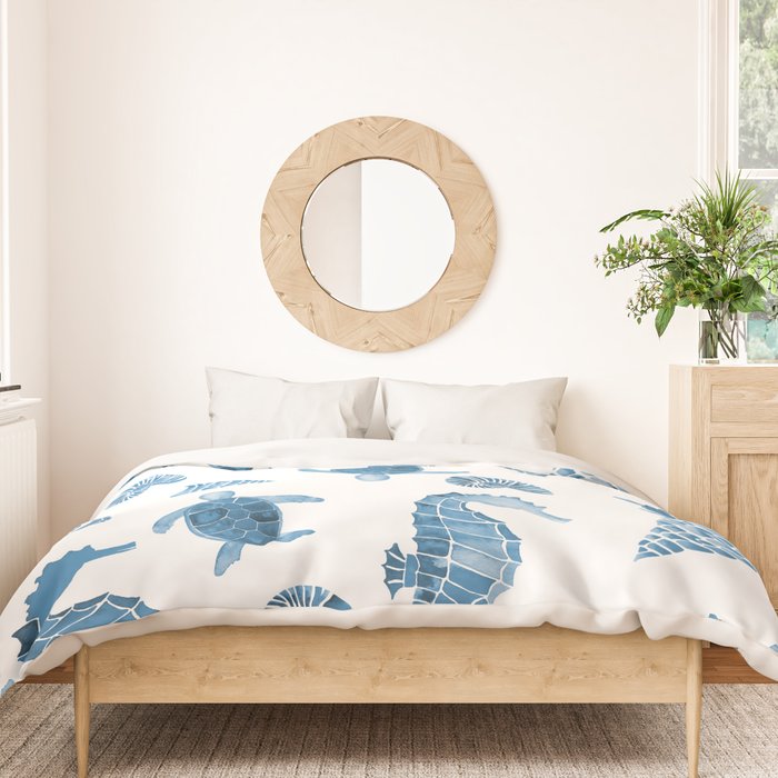Sea Creatures | Light Blue Ocean Animals Duvet Cover Gallery Image 3
