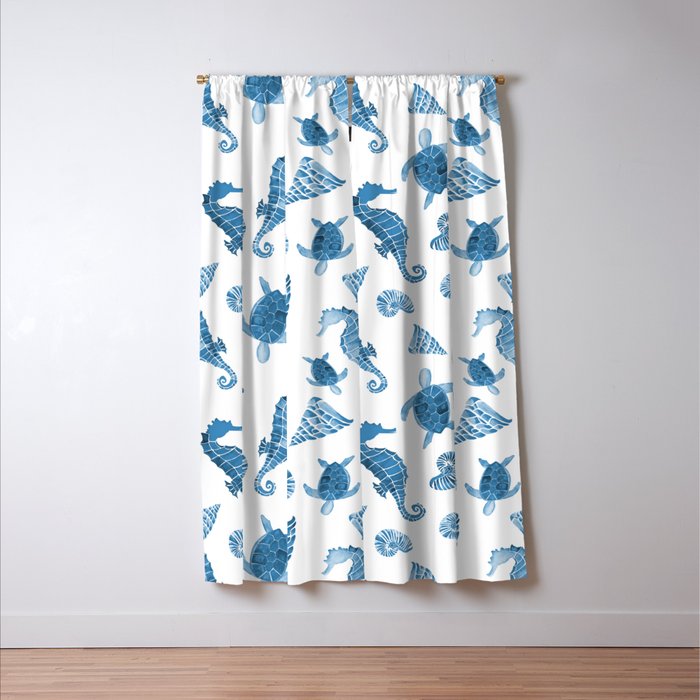 Sea Creatures | Light Blue Ocean Animals Window Curtain Gallery Image 3