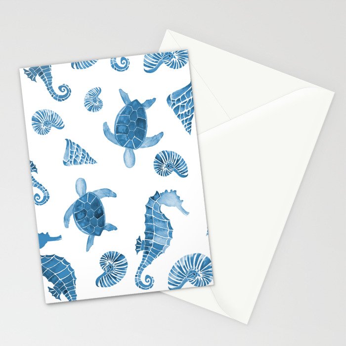 Sea Creatures | Light Blue Ocean Animals Stationery Card Gallery Image 2