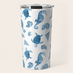 Sea Creatures | Light Blue Ocean Animals Travel Mug Gallery Image 1