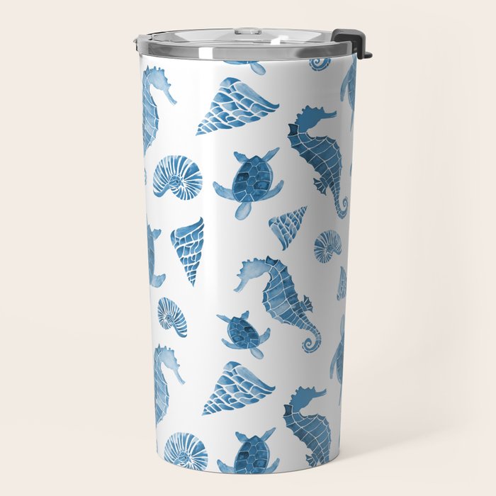 Sea Creatures | Light Blue Ocean Animals Travel Mug Gallery Image 2
