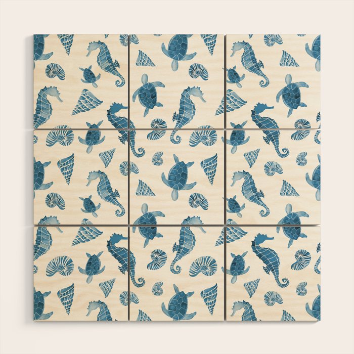 Sea Creatures | Light Blue Ocean Animals Wood Wall Art Gallery Image 1