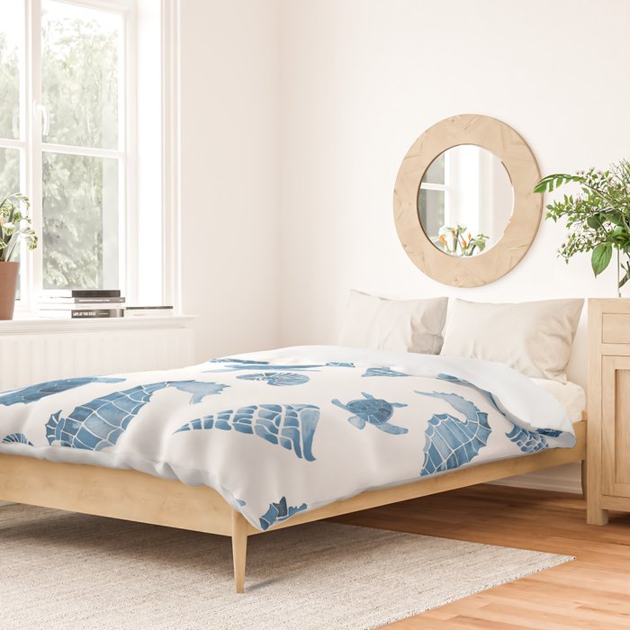 Sea Creatures | Light Blue Ocean Animals Duvet Cover Gallery Image 2