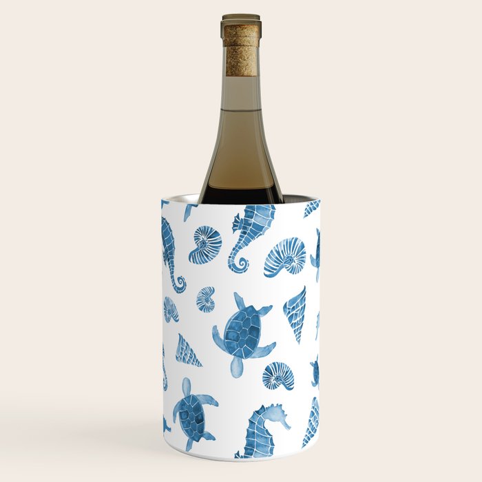 Sea Creatures | Light Blue Ocean Animals Wine Chiller