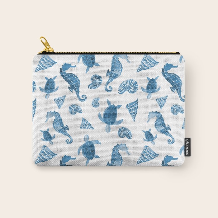 Sea Creatures | Light Blue Ocean Animals Carry All Pouch Gallery Image 1
